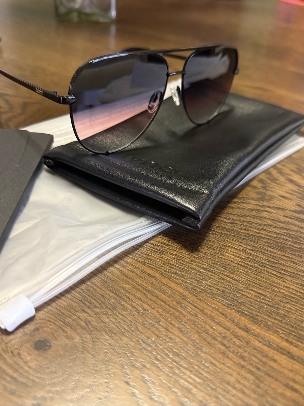 Quay Australia Aviator Sunglasses with Blue-to-Pink Gradient Lenses